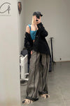 SWAYING/KNIT Crease Cocoon Wide Leg Pants SW22AW3B28 Grey PS51